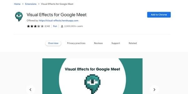Visual Effects for Google Meet Chrome Extension
