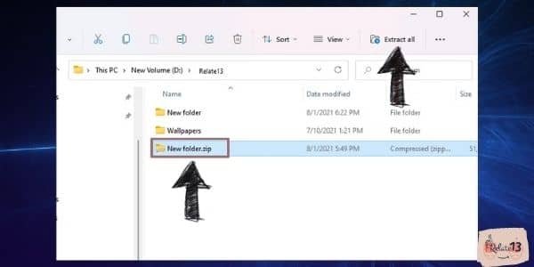 Unzip a File in Windows 11 - Step 1 - alternate