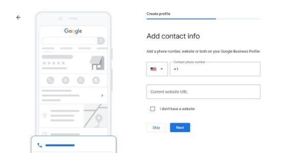 contact info form on google my business