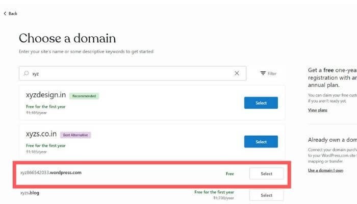 Choose a Domain name