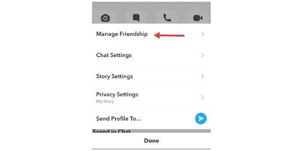 Manage friendship section on snapchat