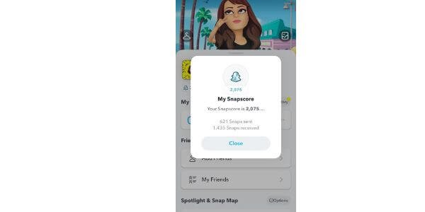 send and recieved Snap Scores