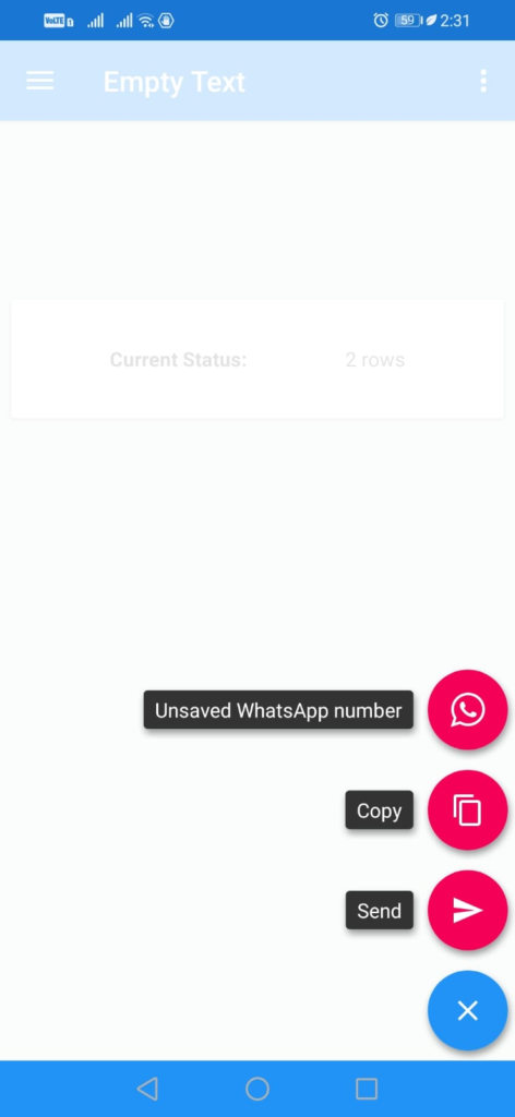 empty text app to send blank message on whatsapp